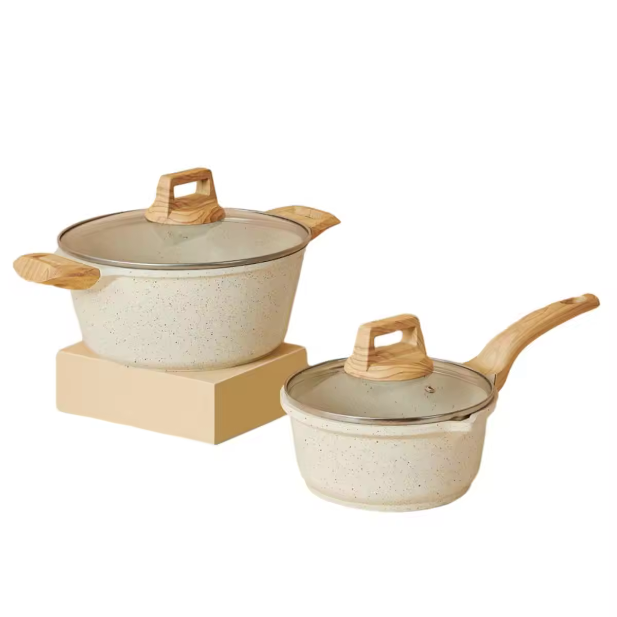 Prilagođeni set aluminijskih neprianjajućih lonaca za temeljac s logotipom i ručkom