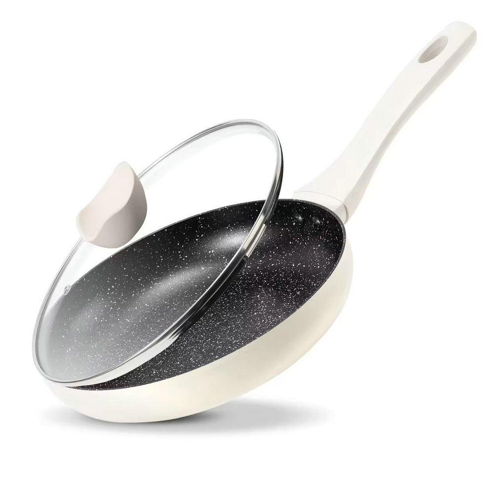 Lagana tava od granitnog kamena s neprijanjajućim premazom za kuhanje sa staklenim poklopcem